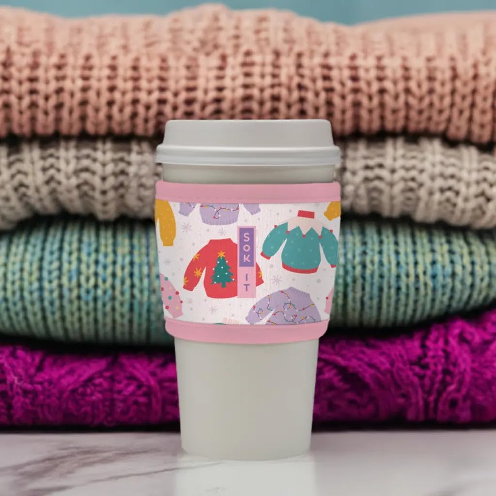 Sok It HotSok Coffee & Tea Reusable Insulated Neoprene Cup Sleeve (Cozy Knits, One Size Coffee Sleeve) image 2