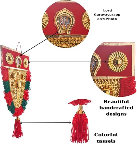 Miniatura 7 de Vgotcha Nettipattam - Decoración colgante de 1 pie 17 pulgadas x 10 pulgadas para decoración del hogar, habitación de puja, decoración de pared de