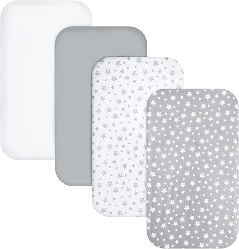 Miniatura 2 de Pack and Play Sheets - Juego de 4 sábanas para cuna, sábana bajera elástica para cuna, compatible con Graco Pack n Play, material suave y