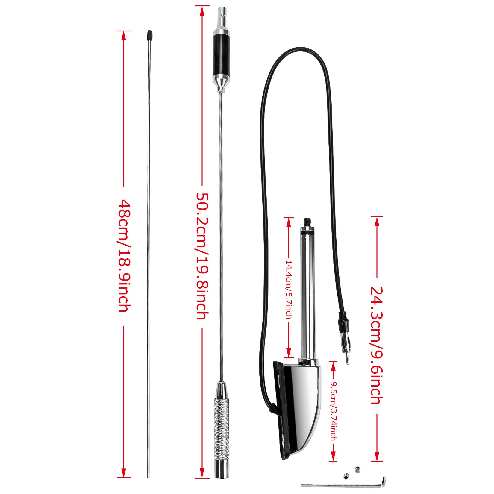 PSLER® Kit Antenne de Moto, FM / AM Réception Radio Aérienne pour Goldwing GL1800 GL1500 2001-2017