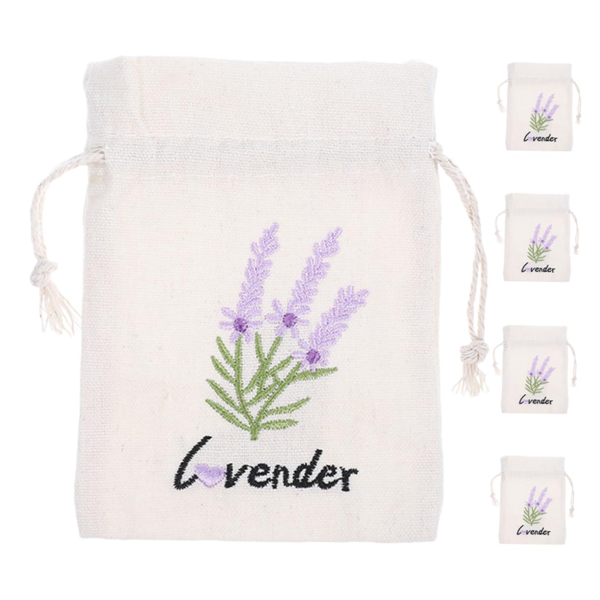 OUNONA 5pcs Lavender Sachet Bags Drawstring Empty Fabric Fragrance Pouch Refillable Candy Holder for Closets Drawers Cars Small Storage Packaging