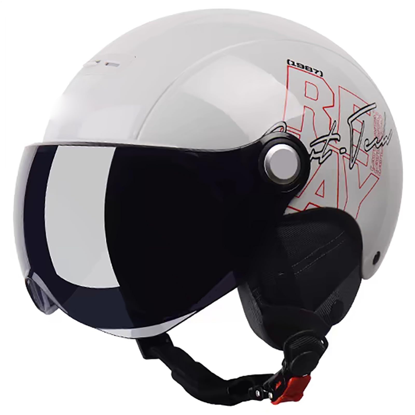 Kask motocyklowy 3/4 ze słodkim wzorem, certyfikat DOT/ECE, lekki kask motocyklowy z wizjerem i zdejmowanymi nausznikami z podszewką, otwarty kask motocyklowy do skutera