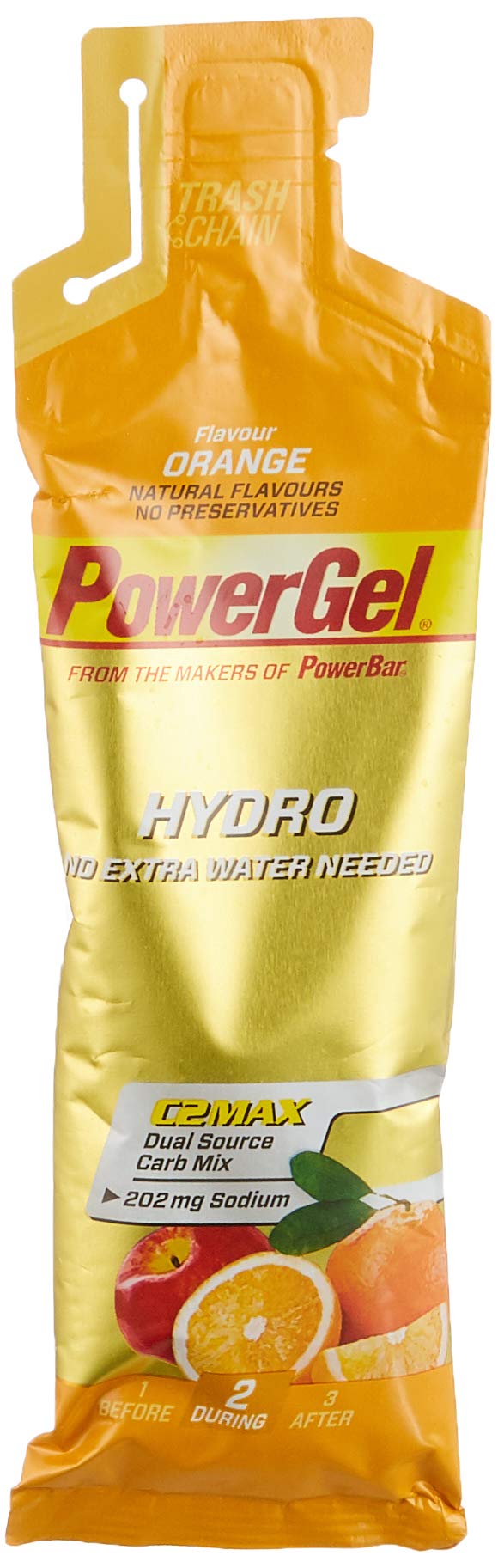 PowerBar Power Gel Hydro mit Kohlenhydraten, Maltodextrin & Natrium – Energie Gels – Vegan – Trinkbar ohne Wasser – Orange (24 x 67 ml)