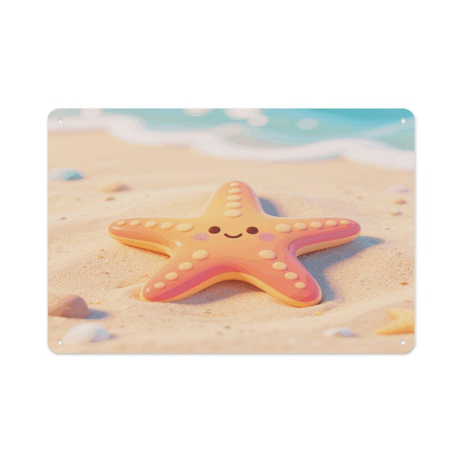 VstaDank Starfish Wall Art Prints Metal Sign Decor Painting Aluminum Wall Hanging Decor Vintage Poster Sublimation Picture Panel Weatherproof Art Decorative Wall Decors