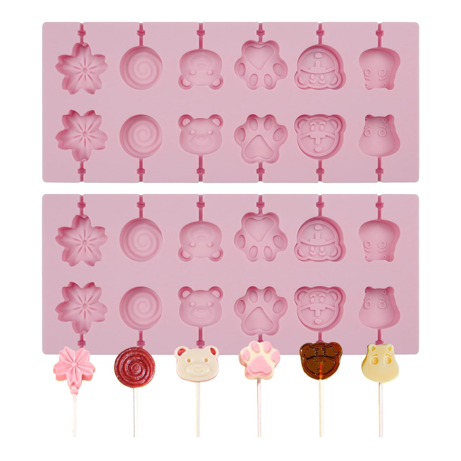 Moules à Sucettes Silicone 6 Cavités Spirale WishesMar - Avec 50 Bâtons Cake Pops Chocolat
