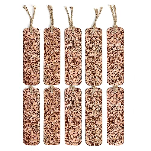 Image of GKD Bookmarks Set of 10 Mandala Art Bookmarks Aesthetic with Hard Paperback Book Marker Handmade Tassel dori Book Accessories Unique Gifts for Book Lovers (ecofriendly 10pc)