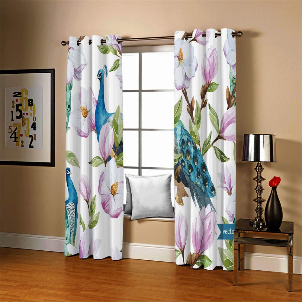 Gardinen Blickdicht Vorhänge 2er Set mit Ösen und Raffhalter, Morbuy 3D Drucken Modern Verdunkelungs Thermo Vorhänge Vorhänge-Set für Wohnzimmer Schlafzimmer (168x228cm *2,Fliederblumen)