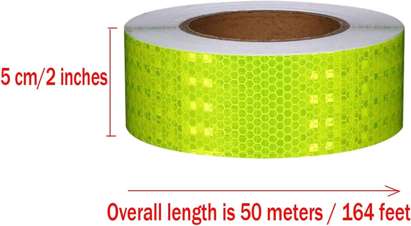 Cinta Reflectante, Cinta Reflectante Fluorescente, Tira Reflectante Impermeable for marcar Peligro, Pegatina autoadhesiva de Seguridad for Exteriores for Coche por la Noche(5cmx50m)