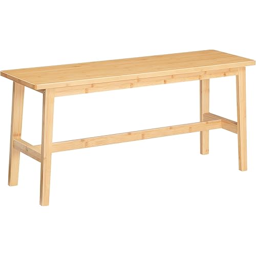 HOOBRO 39.3'' Bamboo Dining Bench, Farmhouse Table Bench, Kitchen & Living Room Furniture, Easy to Assemble, Sturdy and Stable, Natural YL03CD01G2