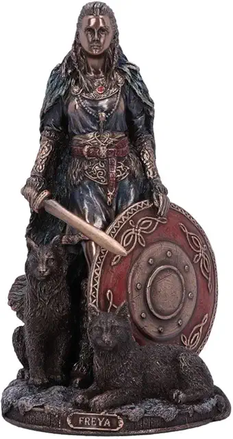 Bronze Freya Goddess of Love Norse Mythology Figurine, 21 cm