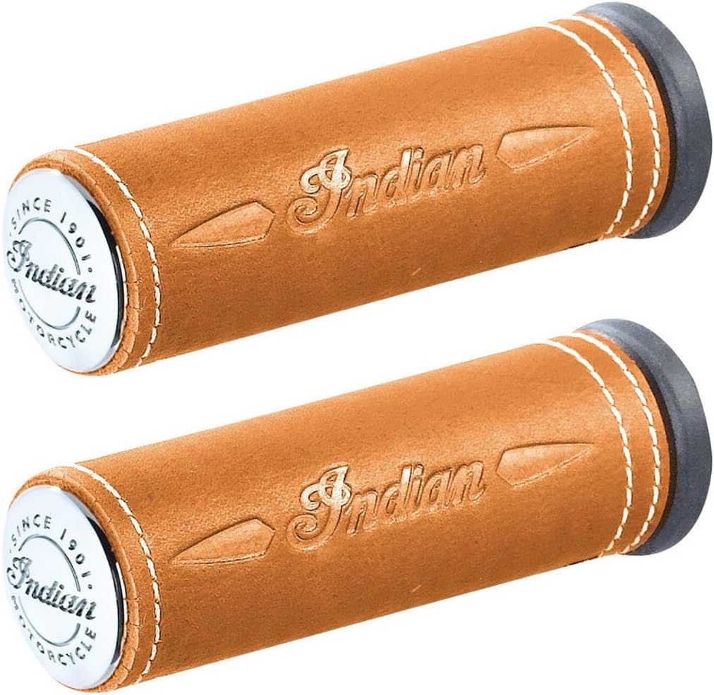 Indian Motorcycle Handlebar Grip Wraps, Desert Tan Genuine Leather, for Specific Chieftain, Chief, Challenger, Roadmaster, Springfield, Pursuit Models and More, Pair, Comfortable Grip - 2879999-05