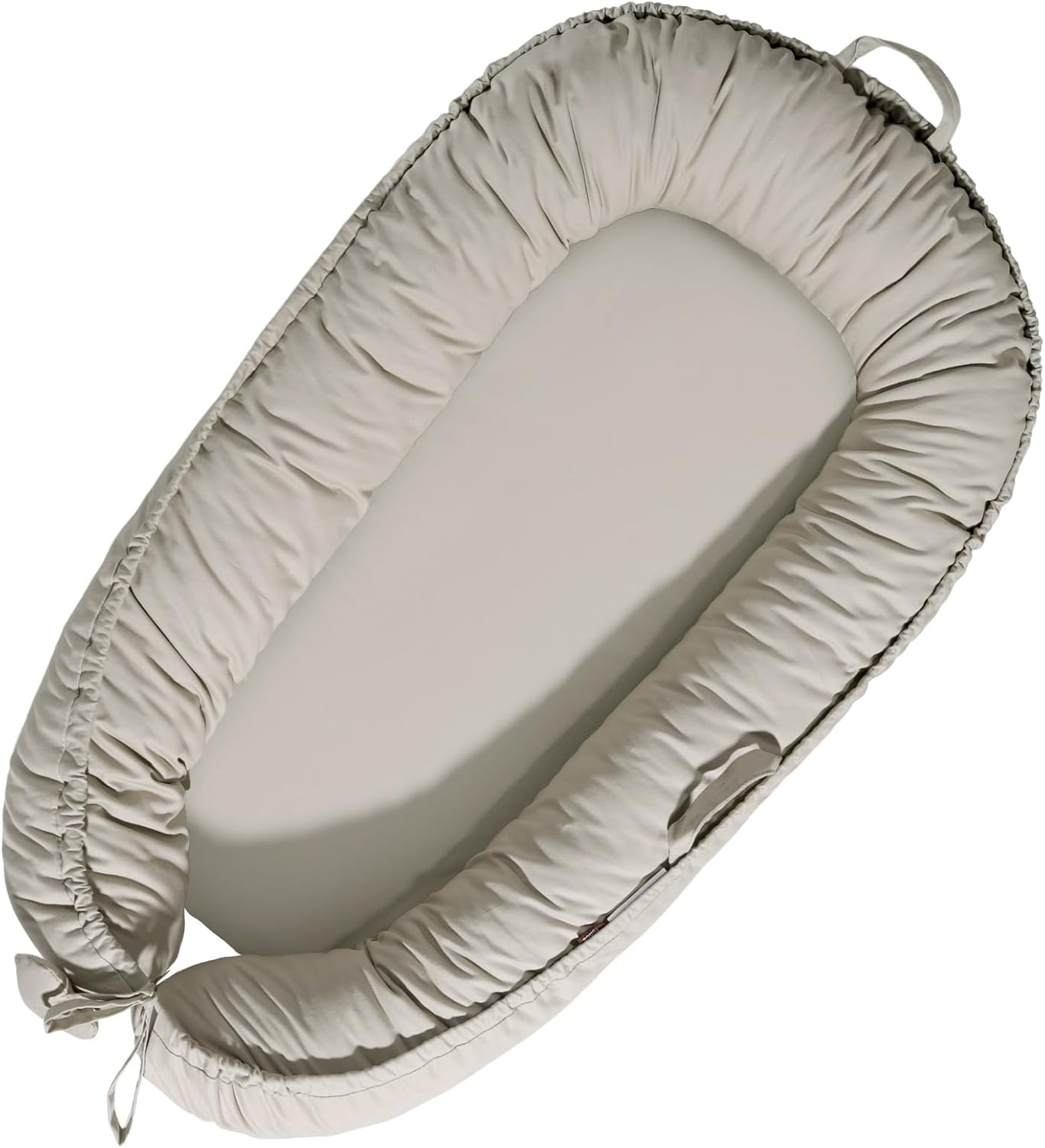 Baby Lounger - Baby Lounger for Newborn 0-24 Months, Soft Breathable Cotton Infant Lounger Cover, Portable Baby Nest for Travel, Newborn Essentials (Silver)