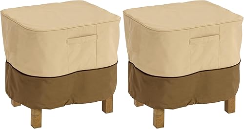 Classic Accessories Veranda - Funda cuadrada resistente al agua para mesa auxiliarotomana de patio de 21 pulgadas, para exteriores (paquete de 2)