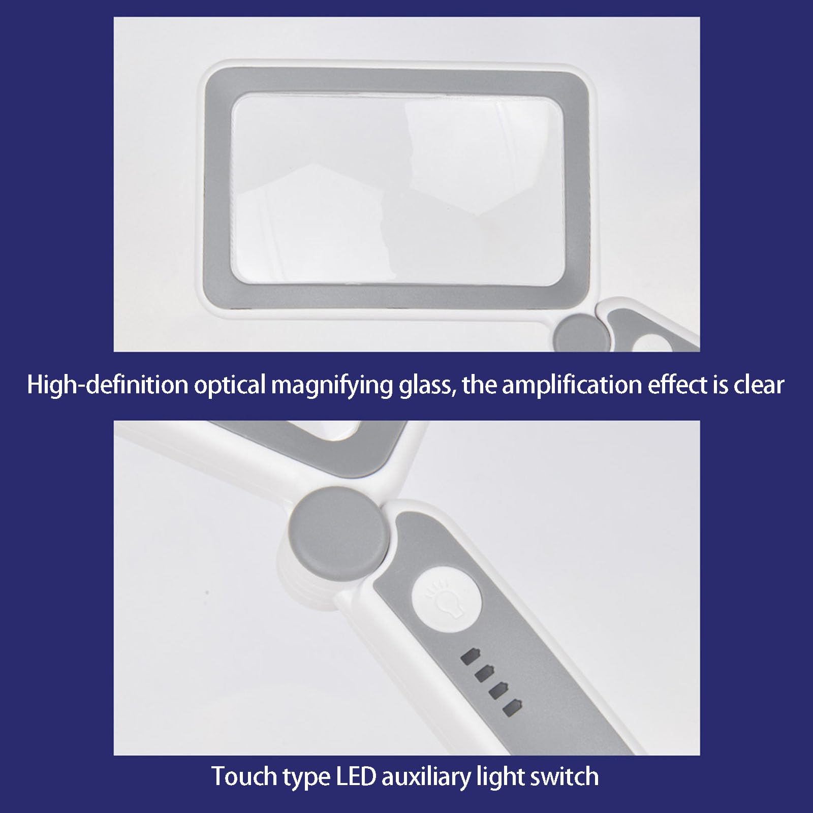 Lupa de mano con luz LED, plegable para una fácil portabilidad, lente acrílica ideal para personas mayores y tareas detalladas, diseño compacto y ligero