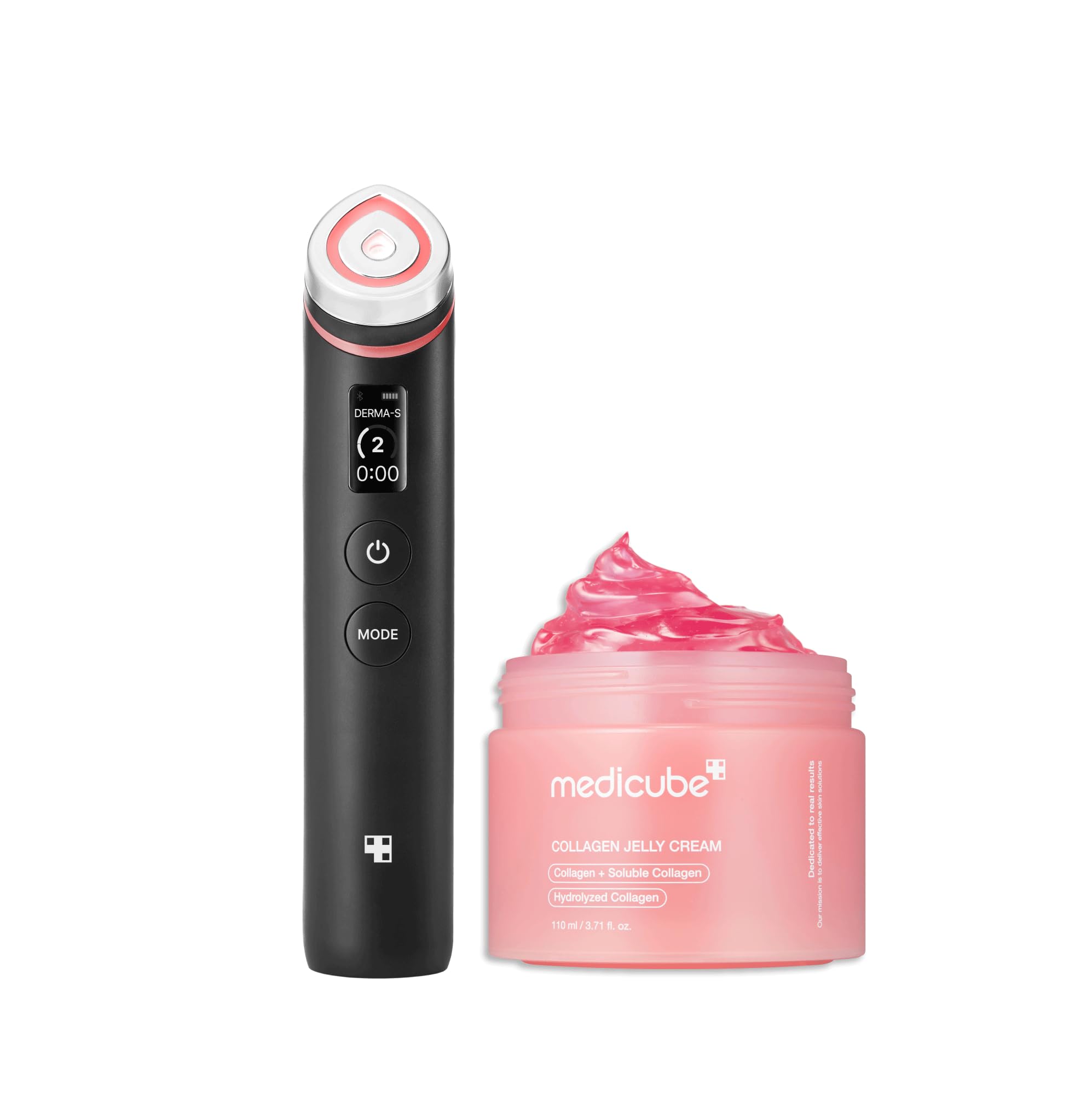 Collagen Glass Skin Duo: Age-R Booster Pro Black and Collagen Jelly Cream 110mL (3.71 fl.oz) | for Radiant and Firmer-Looking Glow | At-Home Care