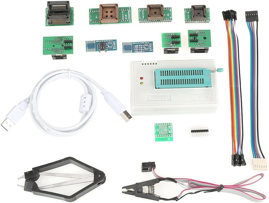USB Programmer, USB Universal Programmer for TL866II Plus EEPROM FLASH 8051 AVR MCU GAL PIC with 10 Adapters for WIN 2000/WIN XP/WIN 20/WIN 2008/WIN VISTA/WIN7/WIN8/WIN10 (32BIit/64Bit)