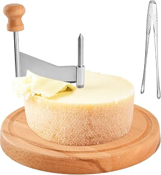 Cheese Curler Wheel, Stainless Steel Cheese Shaver with Sharp Blade Wood Base for Create Beautiful Rose, Lunchable Cutters for Restaurants, Cafes, Dessert Shops, Home