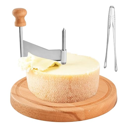 Cheese Curler Wheel, Stainless Steel Cheese Shaver with Sharp Blade Wood Base for Create Beautiful Rose, Lunchable Cutters for Restaurants, Cafes, Dessert Shops, Home