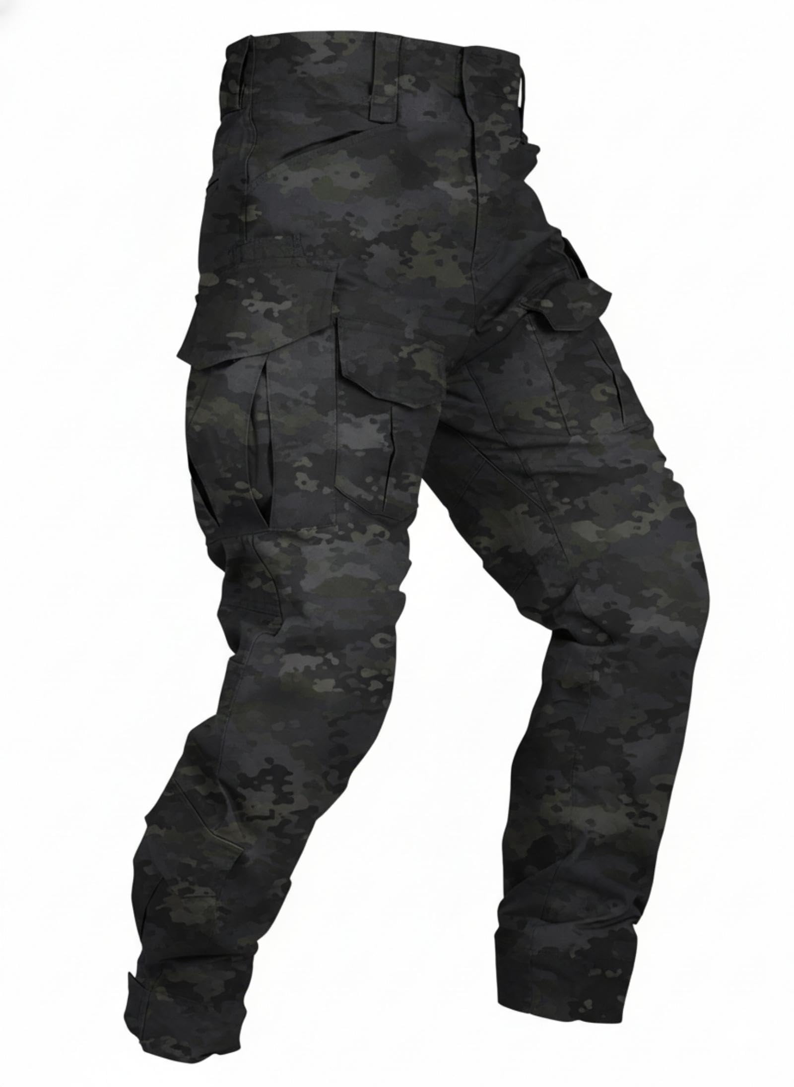 OCANXUE Men's Tactical Pants Camo Cargo Pants Ripstop Work Hiking Pants with 10 Pockets No Belt