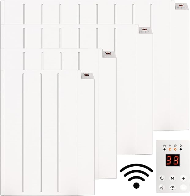 MYLEK Panel Heater Radiator Wifi Smart App Electric 600W With Thermostat - Wall Mounted or Floor Standing Lot 20 Compliant - Bathroom IP24 Rated - for Homes, Offices and More (600W)