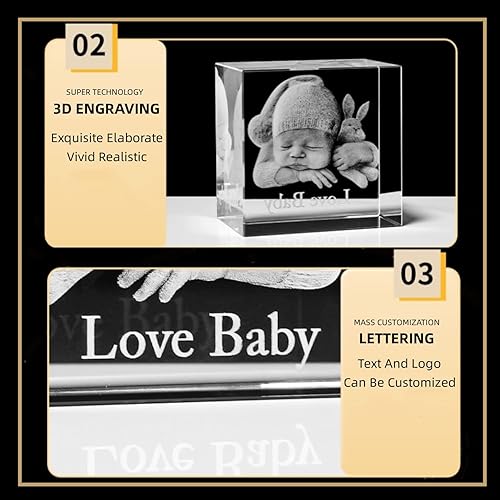 Miniatura 5 de Foto de cristal 3D personalizada, regalo romántico para hombres y mujeres, marcos de fotos de cristal grabados personalizados, regalos para el día