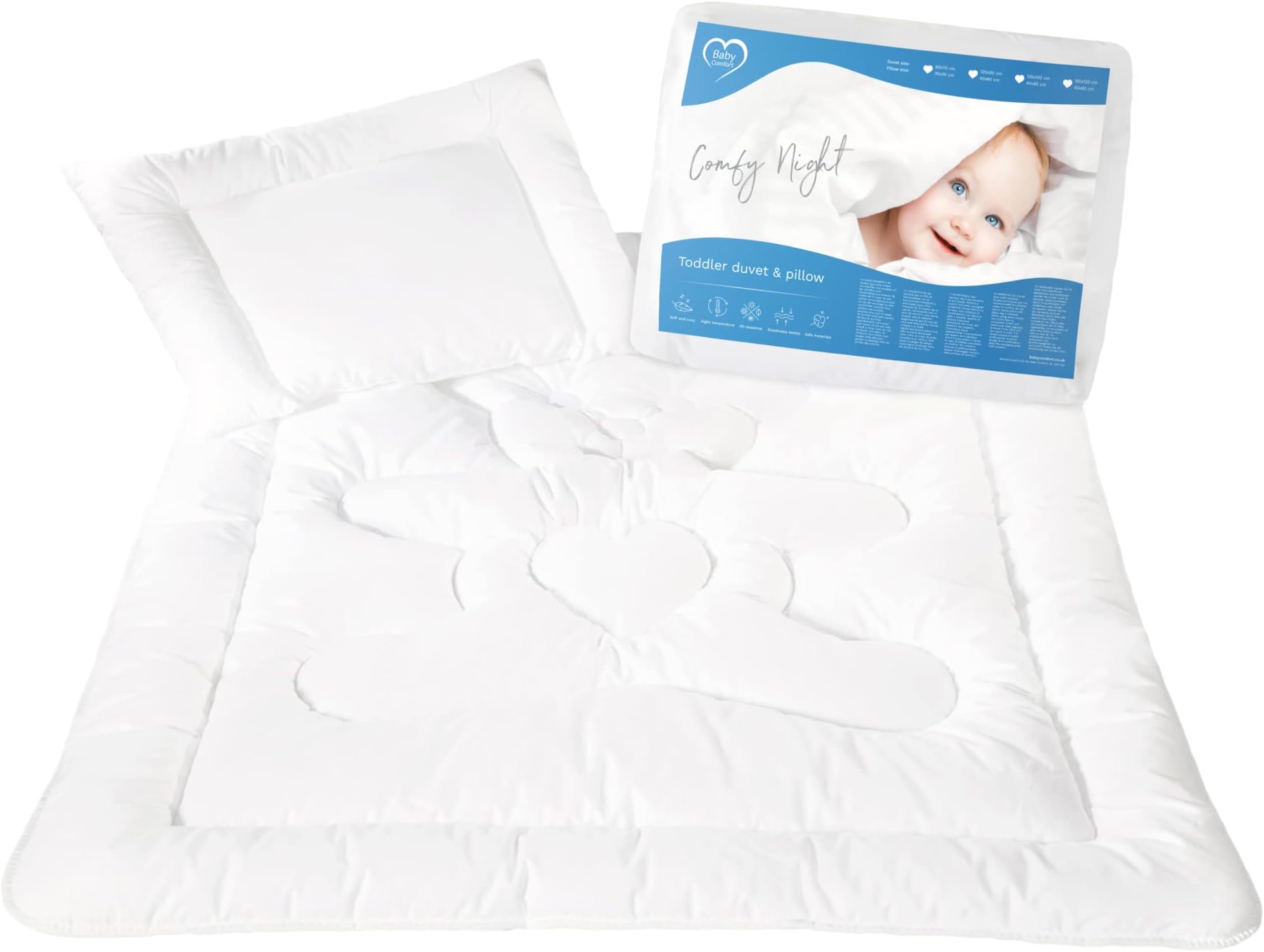 Baby Comfort Toddler Cot Bed Duvet & Pillow Junior Filling Set 150x120cm 100% Cotton Opt.8