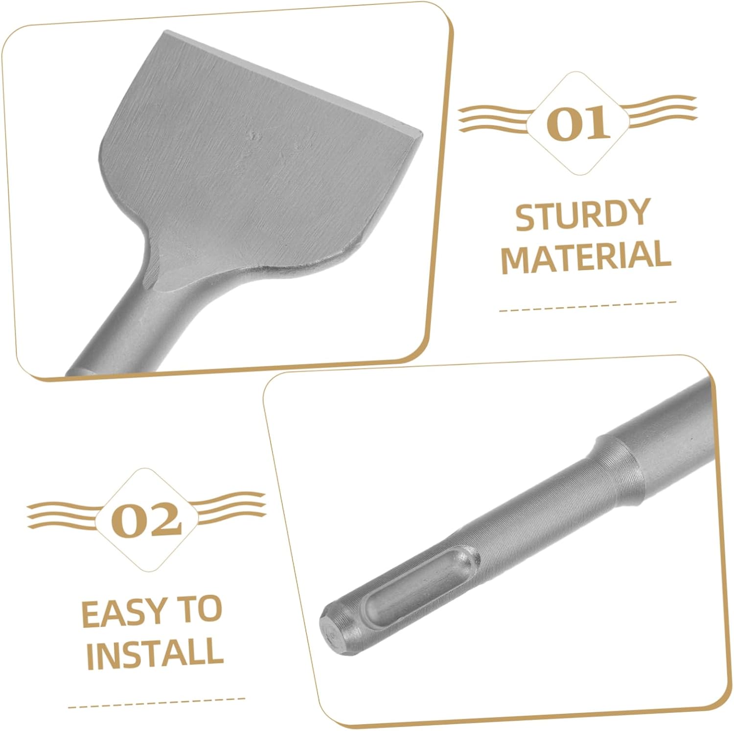 Zerodeko 5pcs Concrete Chisel Set Includes Wide Flat Pointed U-shaped and Tile Chisels for Efficient Masonry Work Brick Cement and Stone