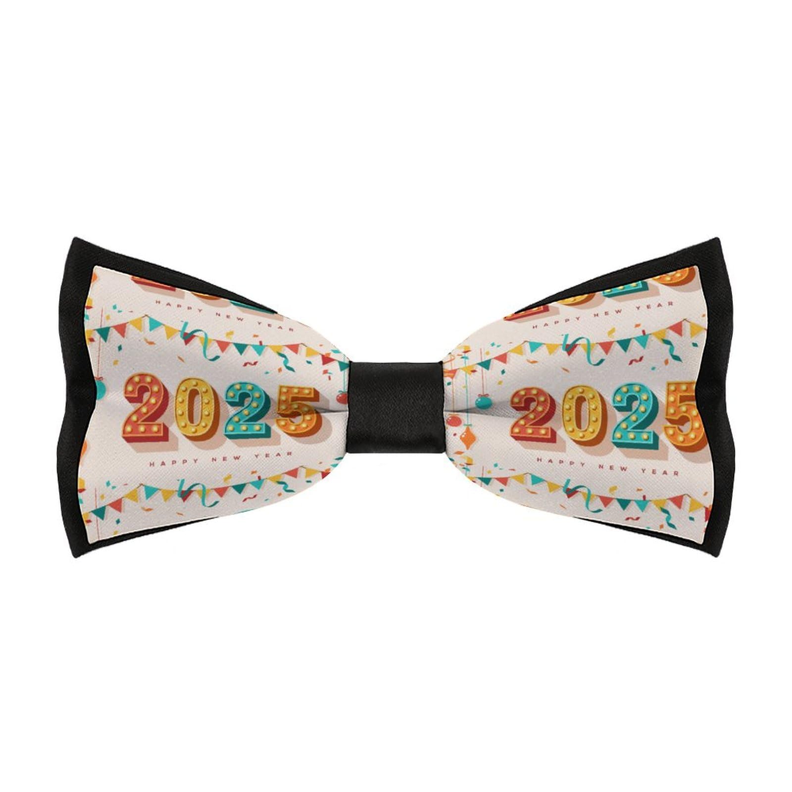 JYYAU Happy New Year 2025 Bow Tie Adjustable Necktie For Men Business Fashion Pre-tied Tie Neckwear Novelty Accessory For Weddings Party Festival