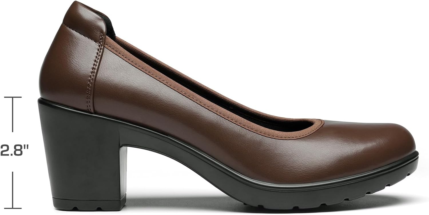 DREAM PAIRS Women's Chunky Closed Toe Low Block Heels Work Pumps Comfortable Round Toe Dress Wedding Shoes Nereida - Image 7