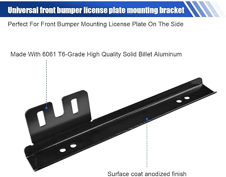 Car License Plate Bracket Holder, Aluminum Front Bumper License Plate Relocator Frame Holder Bar, License Plate Mount Bracket Kit with Bolts and Nuts, Universal License Plate Holder (Black)