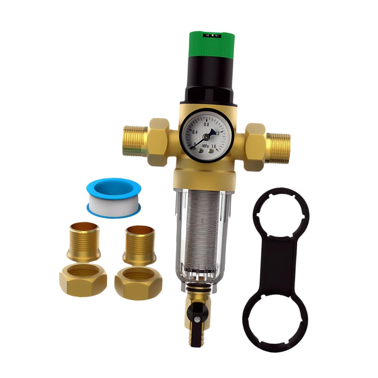 Regolatore di pressione dell'acqua e filtro, installazione rapida, riduttore di pressione dell'acqua e manometro per l'irrigazione, 1.2inch