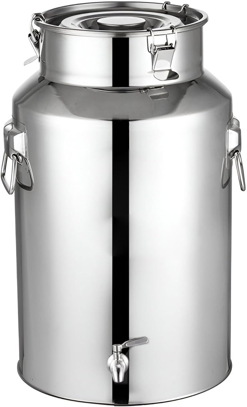 AIZYR Stainless Steel Milk Jug Sealed Bucket Milk Can with Spigot, Milk Bucket Milk Pail Food Containers for Milk Wine Oil,24L