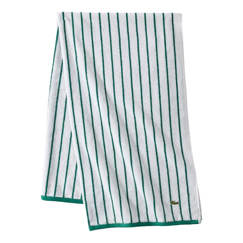 Lacoste Serviette Bain Coton Anti Odeur Séchage Rapide Centre Mark Vert