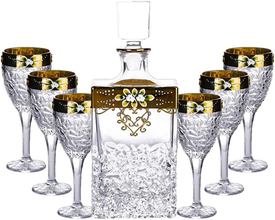 Color Enamel Flower Wine Set Whiskey Brandy Foreign Wine Glass Household Crystal