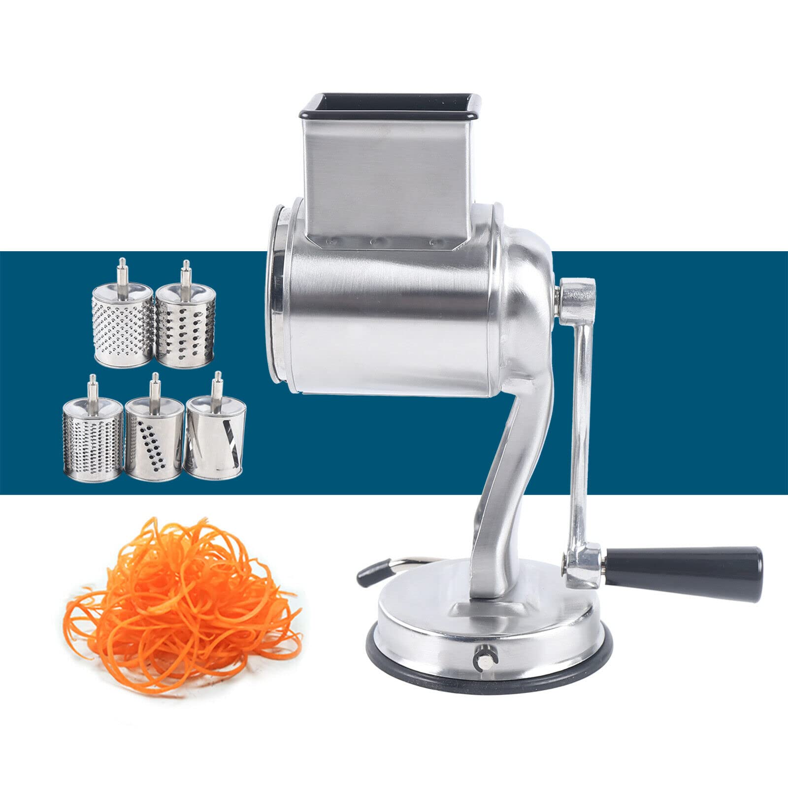 Manuale da cucina, affettaverdure, grattugia in acciaio inox, con 5 lame tamburo