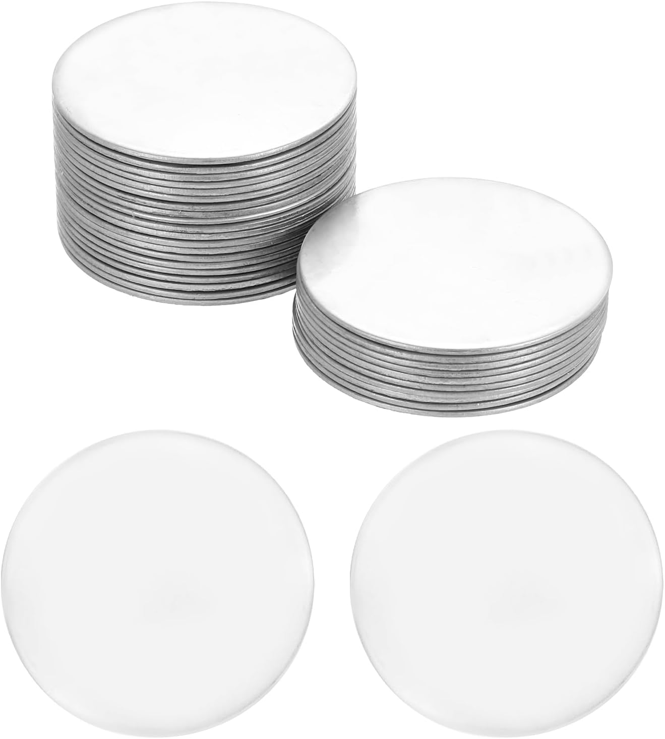 MECCANIXITY 30Pcs Stainless Steel Disc Blank Stamping Tag Engraved Stainless Steel Round Charm Pendant 1mm(T) 45mm/1.8" for Pendant Bracelet Necklace Jewelry Making Earring
