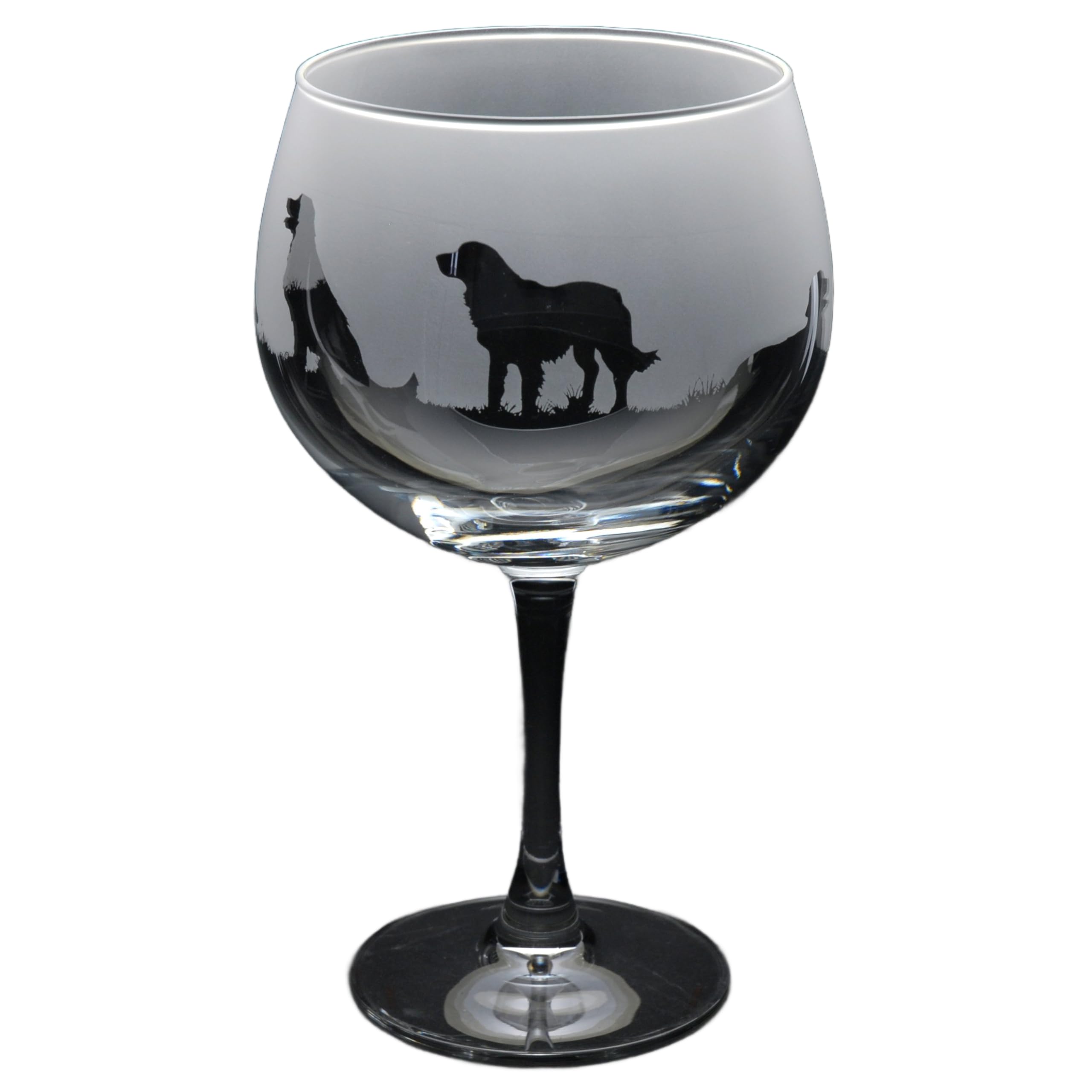 GLYPTIC Glass Art Golden Retriever Dog Frieze Hand Etched/Engraved Gin Cocktail Glass