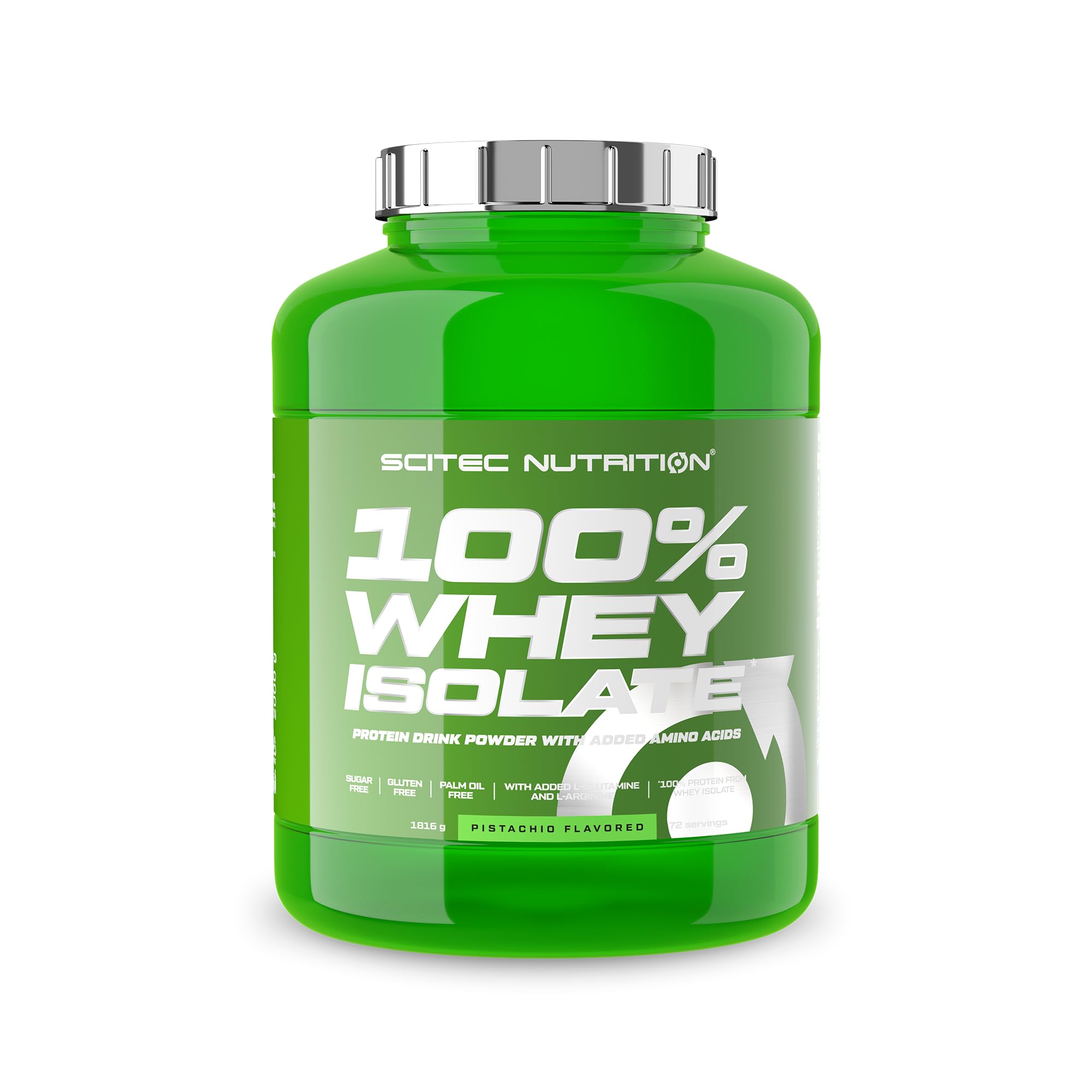 Scitec Nutrition 100% Whey Isolate – Pure Protein Power with BCAAs – Glutamine & Arginine – Sugar & Gluten Free Formula, 1816 g, Pistachio