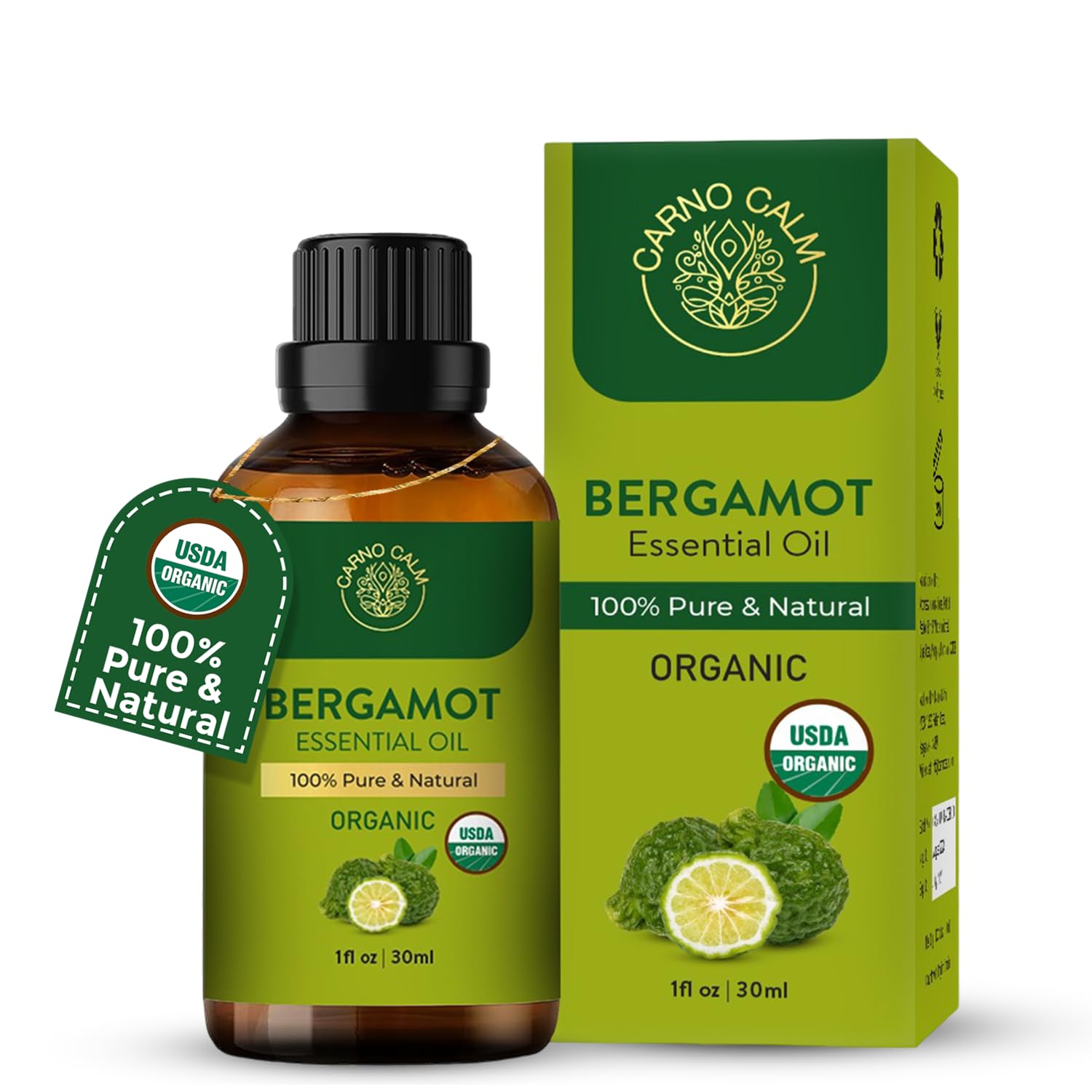 Bergamot Essential Oil 30ml – 100% Pure & Natural Bergamot Oil for Diffuser, Aromatherapy, Home Fragrance, Soap & Candle Making – 1 fl oz