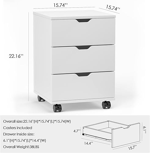 Miniatura 3 de STARY Archivador de madera con 3 cajones totalmente montado