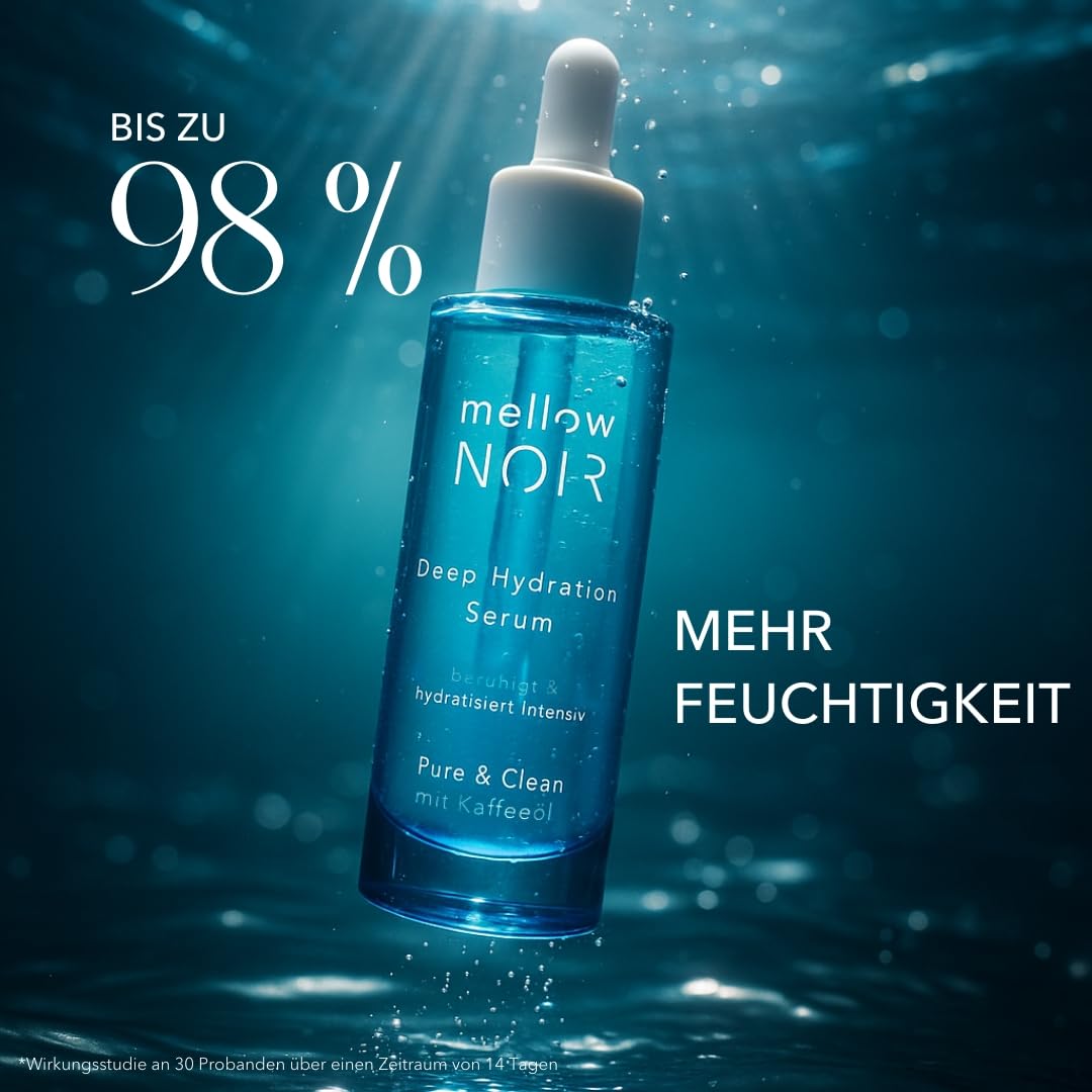 mellow NOIR Deep Hydration Sérum hydratant à l'aloe vera 30 ml | Apaise et hydrate intensément, pour les peaux sèches et abîmées, végétalien, cosmétique naturel