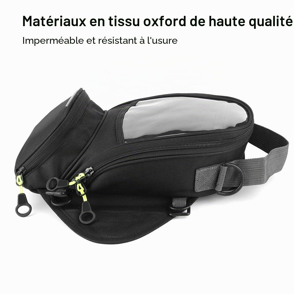 Tbest Sacoche Reservoir Moto magnetique, Sacoche de Réservoir magnetique Sac de réservoir de Carburant étanche, Sacoche de Navigation magnétique, Grande fenêtre Transparente, Sac à Dos de Moto