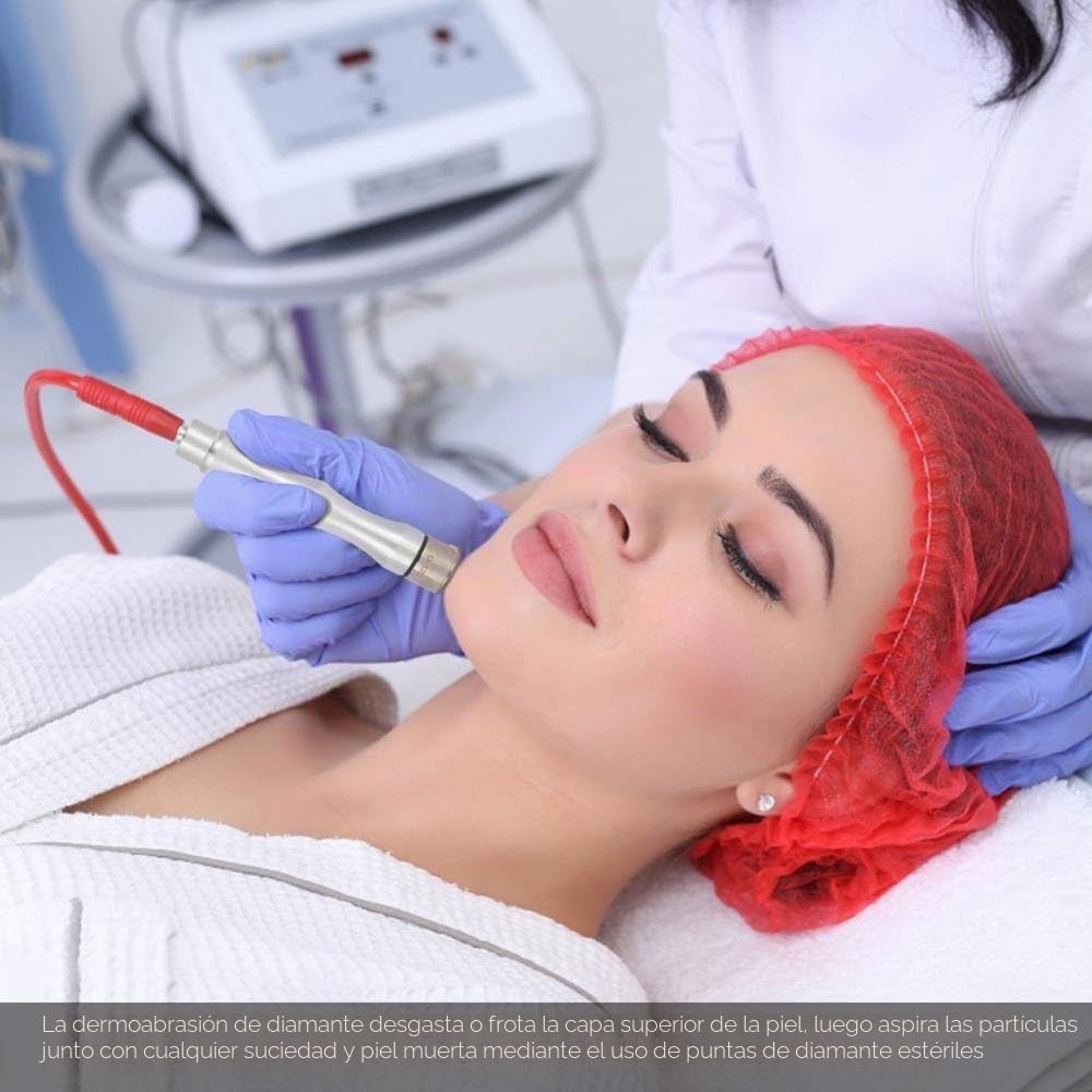 Cabezales de microdermoabrasión de diamante, puntas de repuesto de microdermoabrasión con mango de filtro de acero inoxidable, juego de accesorios de máquina de belleza para cuidado facial