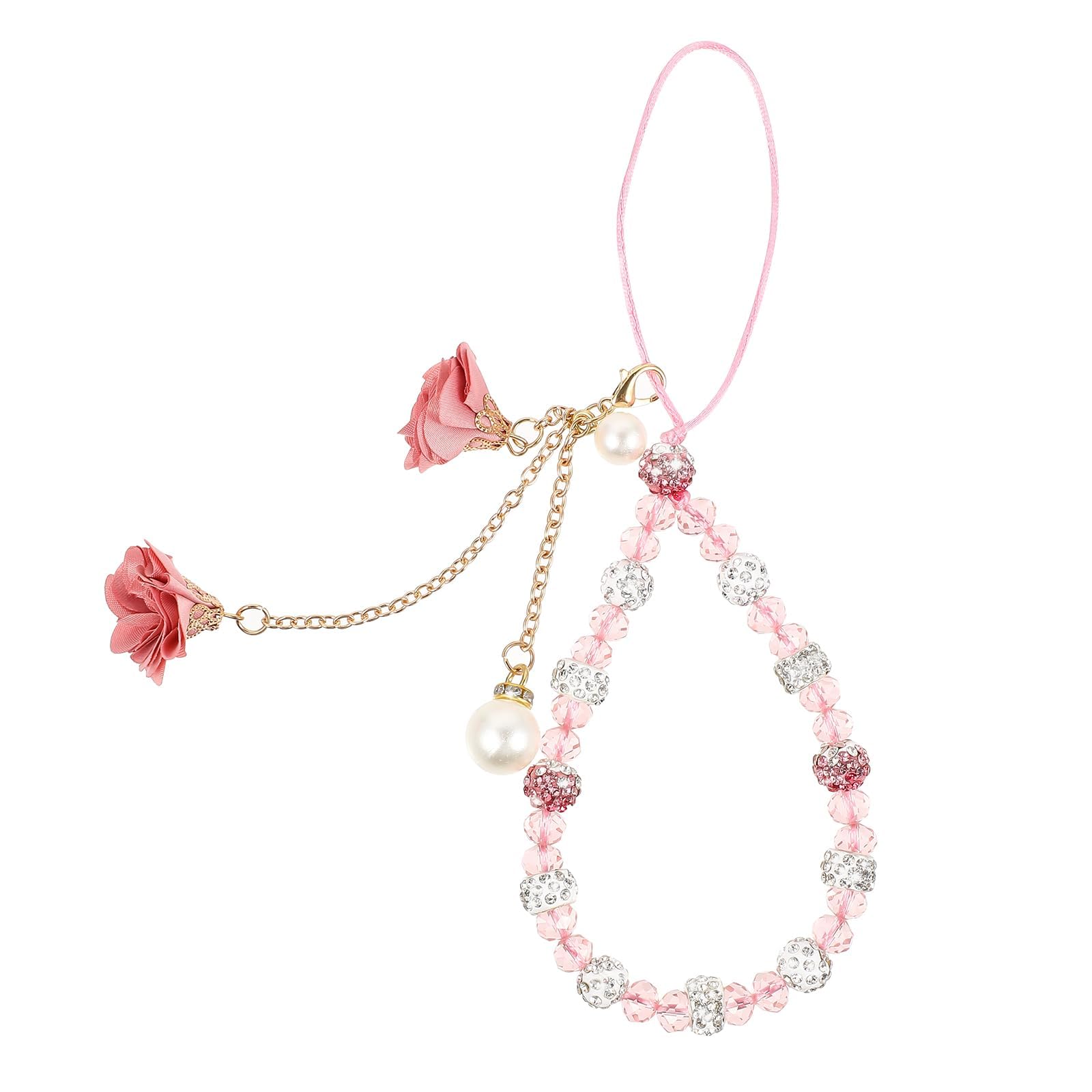 Phone Wrist Strap, Crystal Flower Phone Charm, Pink Phone Charm for Phone Case, Anti-Slip Wrist Strap, Decorative Phone Accessory for Women, Girls, 10 cm-image-41