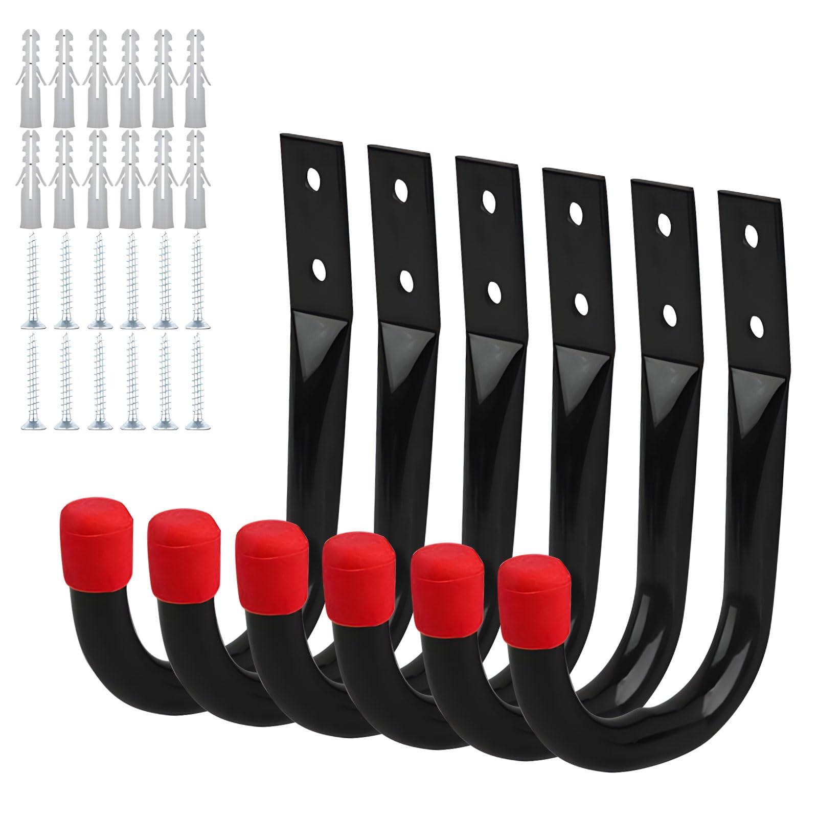 Msioytog Red Multipurpose Steel Hooks 12 Pack Designed For Garages And Workshops Supports Up To 30Kg Weight Each Hook Eva Padded Storage Hooks