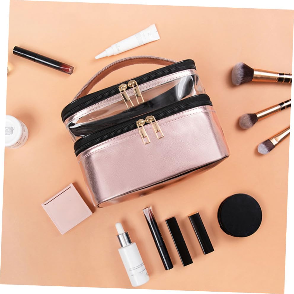 Rangement maquillage multifonction et trousse de toilette double transparente - 5