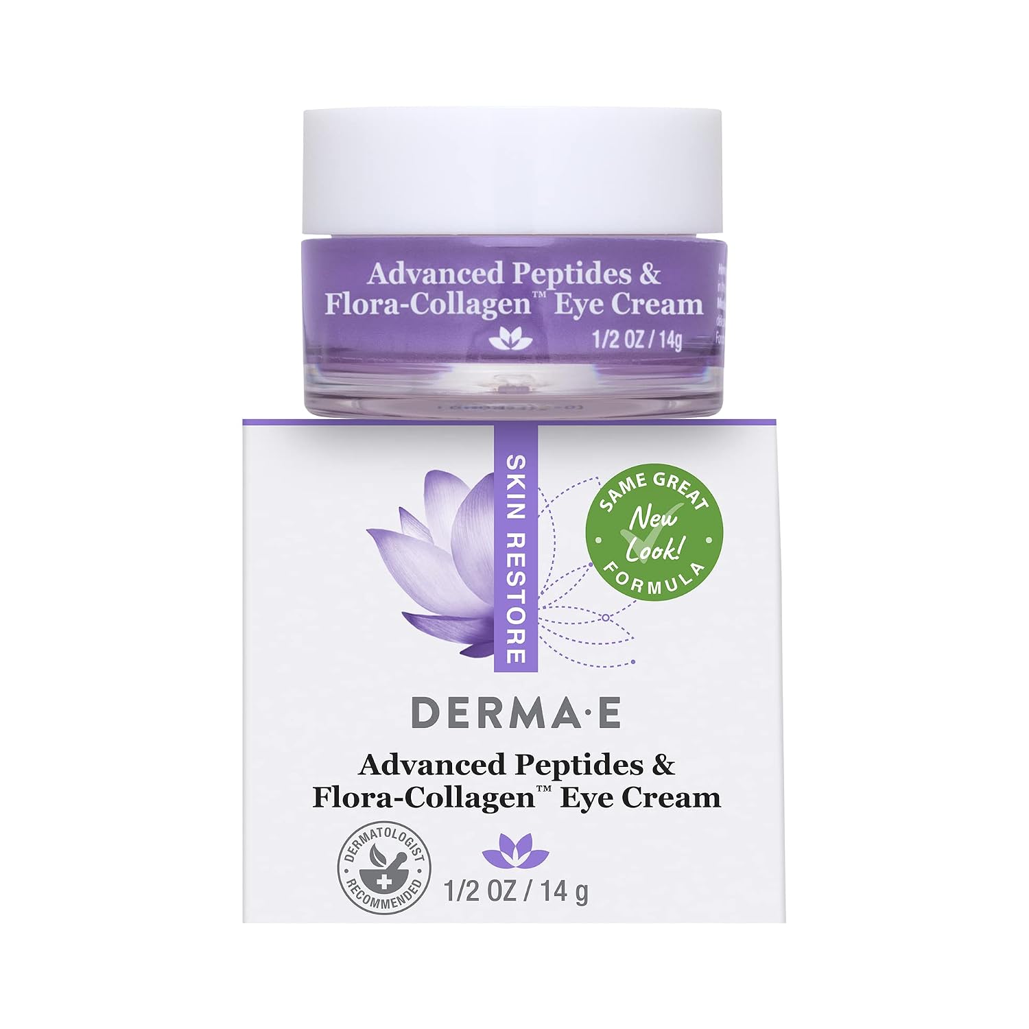 DERMA-E Advanced Peptides and Flora-Collagen Eye Cream – Anti-Aging Moisturizer Smooths Appearance of Crow’s Feet, Lines and Wrinkles, 1/2 Oz