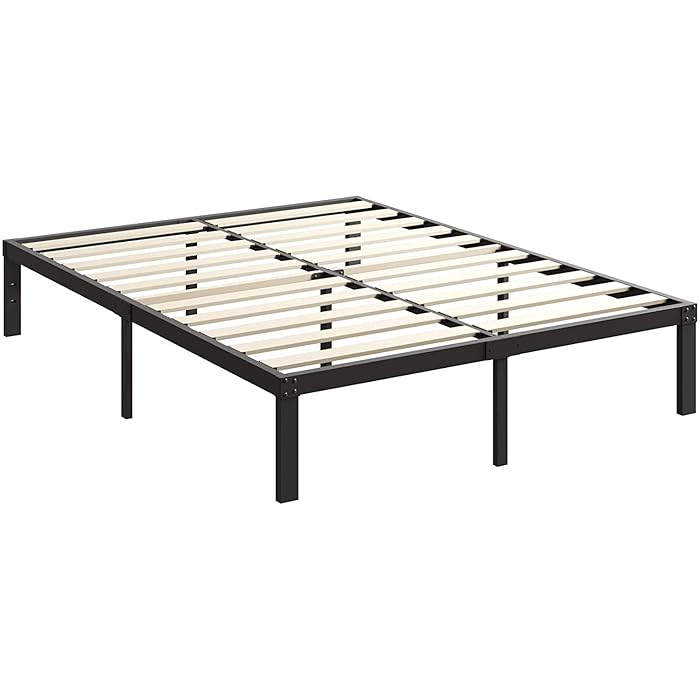 Buy 16”Heavy Duty King Metal Bed Frame with Wooden Slats,Strengthen Bed