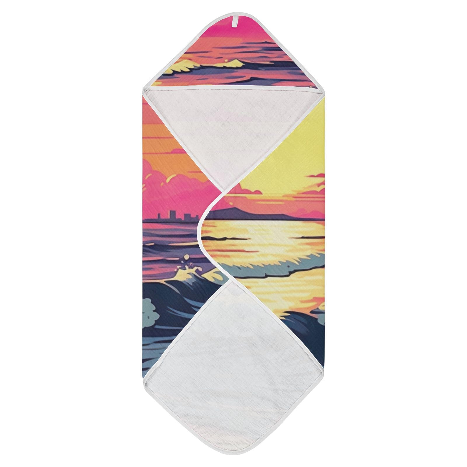 PaChyLuu Sunset Beach Seagulls Baby Hooded Towel Soft Cotton Baby Towels Ultra Absorbent Bath Towel for Babies Boys Girls, 30x30 Inch