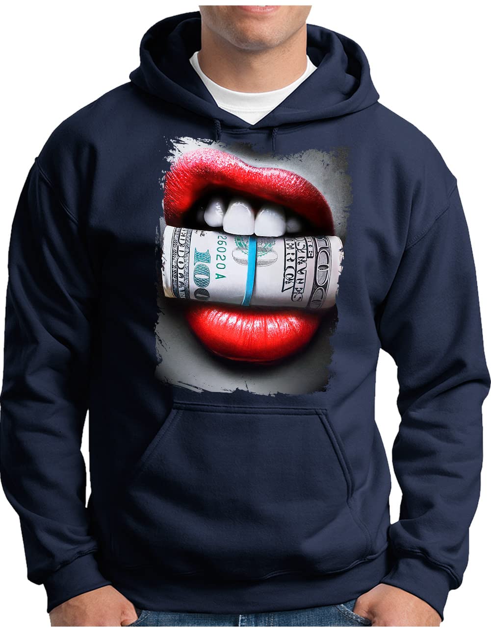Pull à capuche Homme Bleu Marine OM3 Sweat Lips